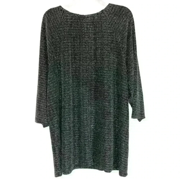 Catherines 3X top scoop neck 3/4 raglan sleeve nylon/metallic black silver - Picture 2 of 5